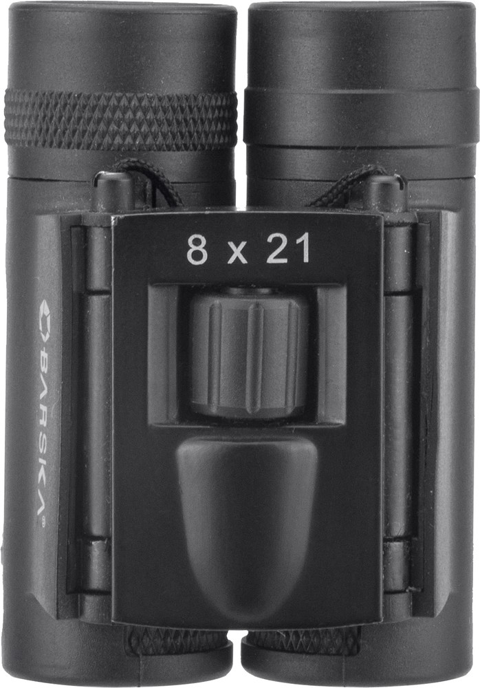 Compact 8x21 Matte Black Binoculars with Carrying Case and Neck Strap