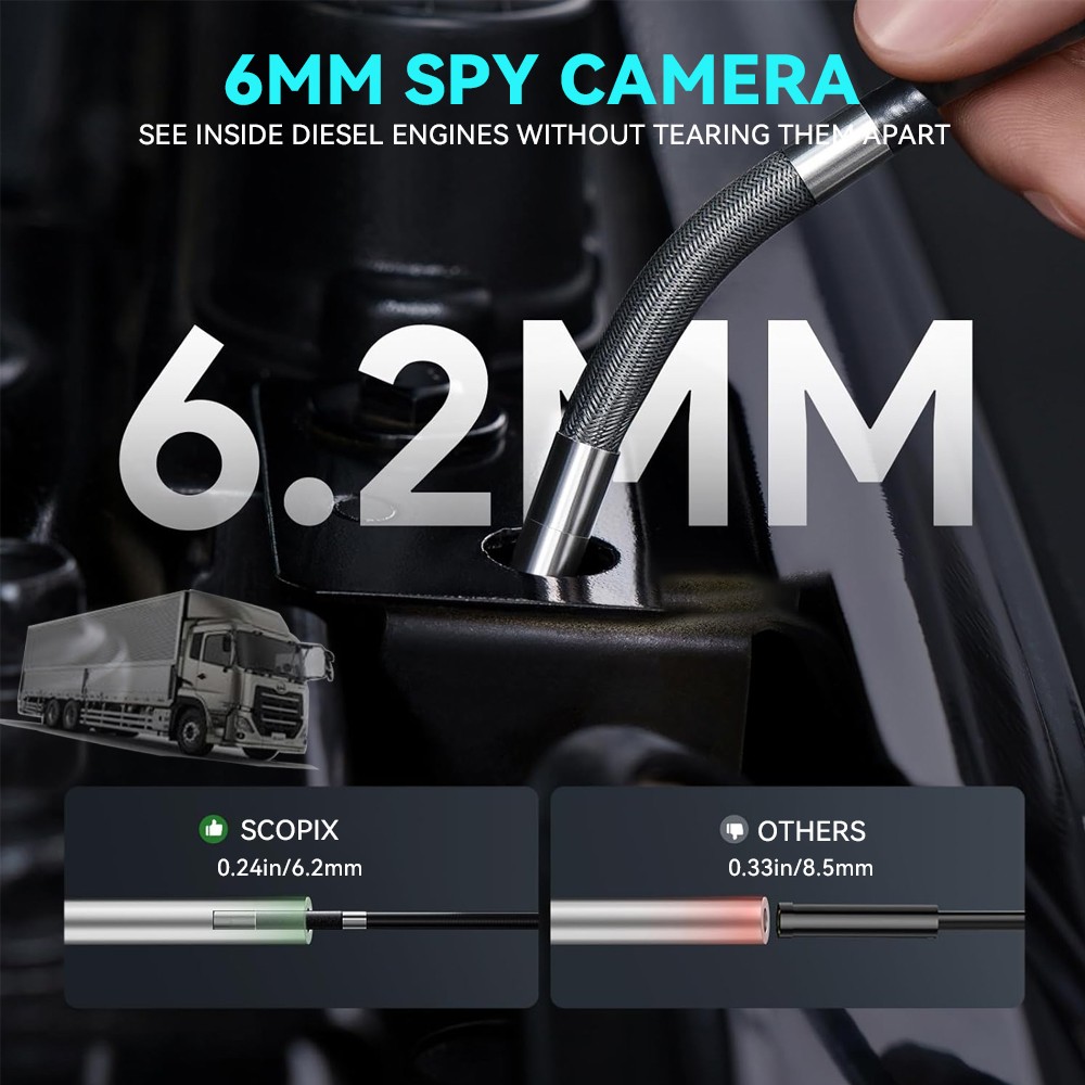 Two-Way Articulating Borescope Camera with Light Endoscope Inspection Camera HD