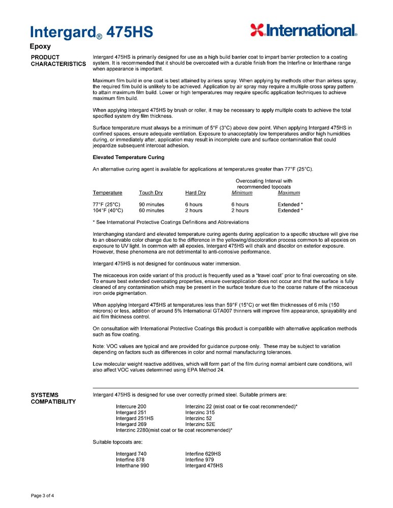 International Intergard 475HS Part A Epoxy 3GL - Light Grey