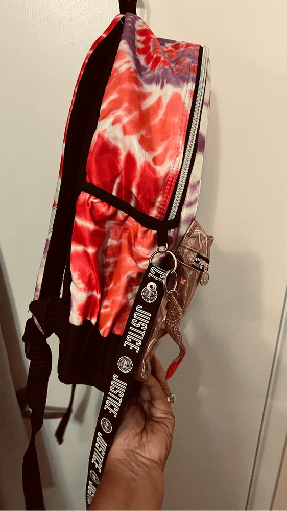 JUSTICE LARGE PINK AND PURPLE TIE DYE BACKPACK