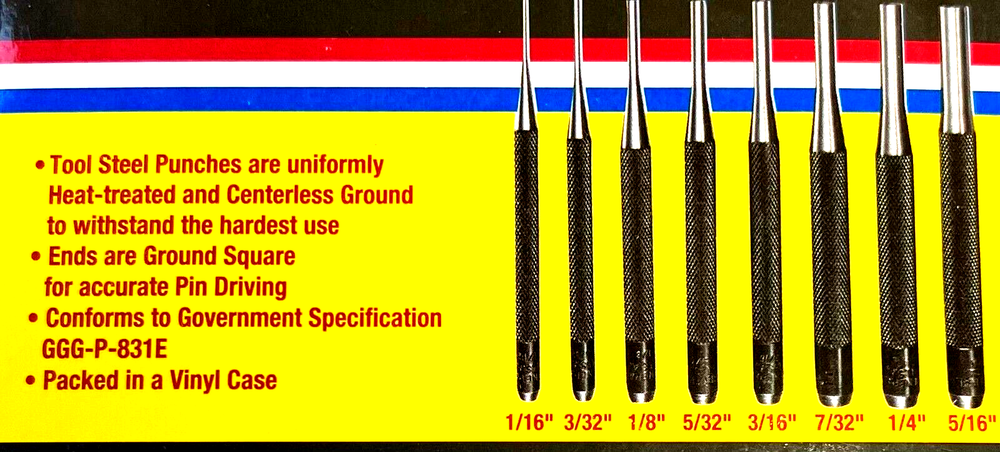 DRIVE PIN PUNCHES 8 PC SET - GENERAL TOOLS #SPC75