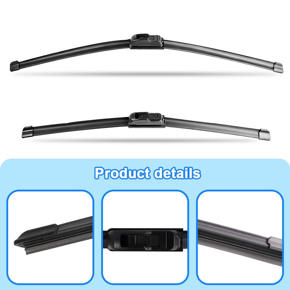 24" & 19" Front Windshield Wiper Blades J-HOOK Bracketless OEM Quality Jointless