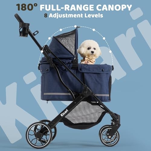 All-Terrain Dog Stroller for Small to Medium Dogs, Pet Stroller Midnight Blue