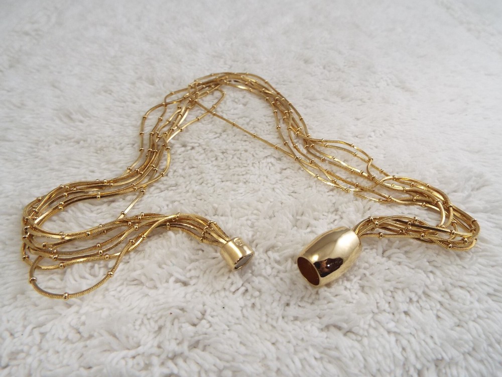 Goldtone Multi Strand Bead Chain Necklace (J15)