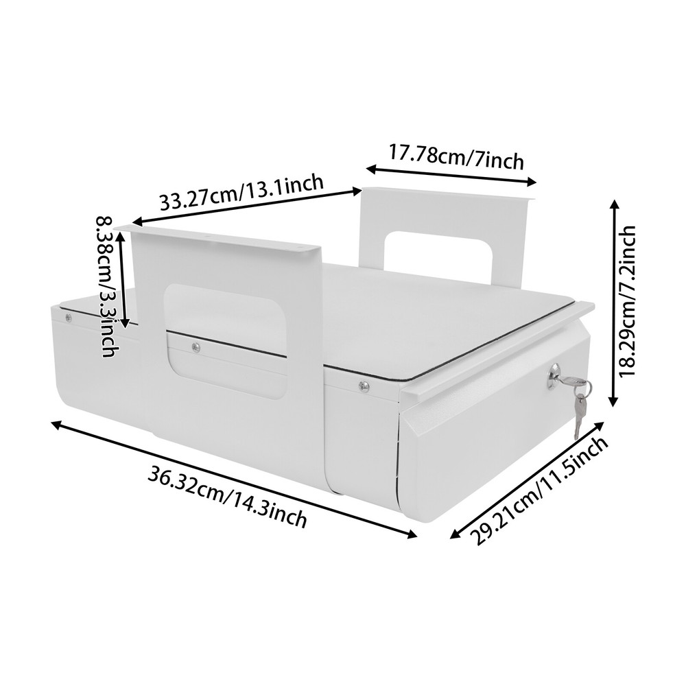Hidden Under Desk Pull Out Drawer with Lock White Office Organizer For Office