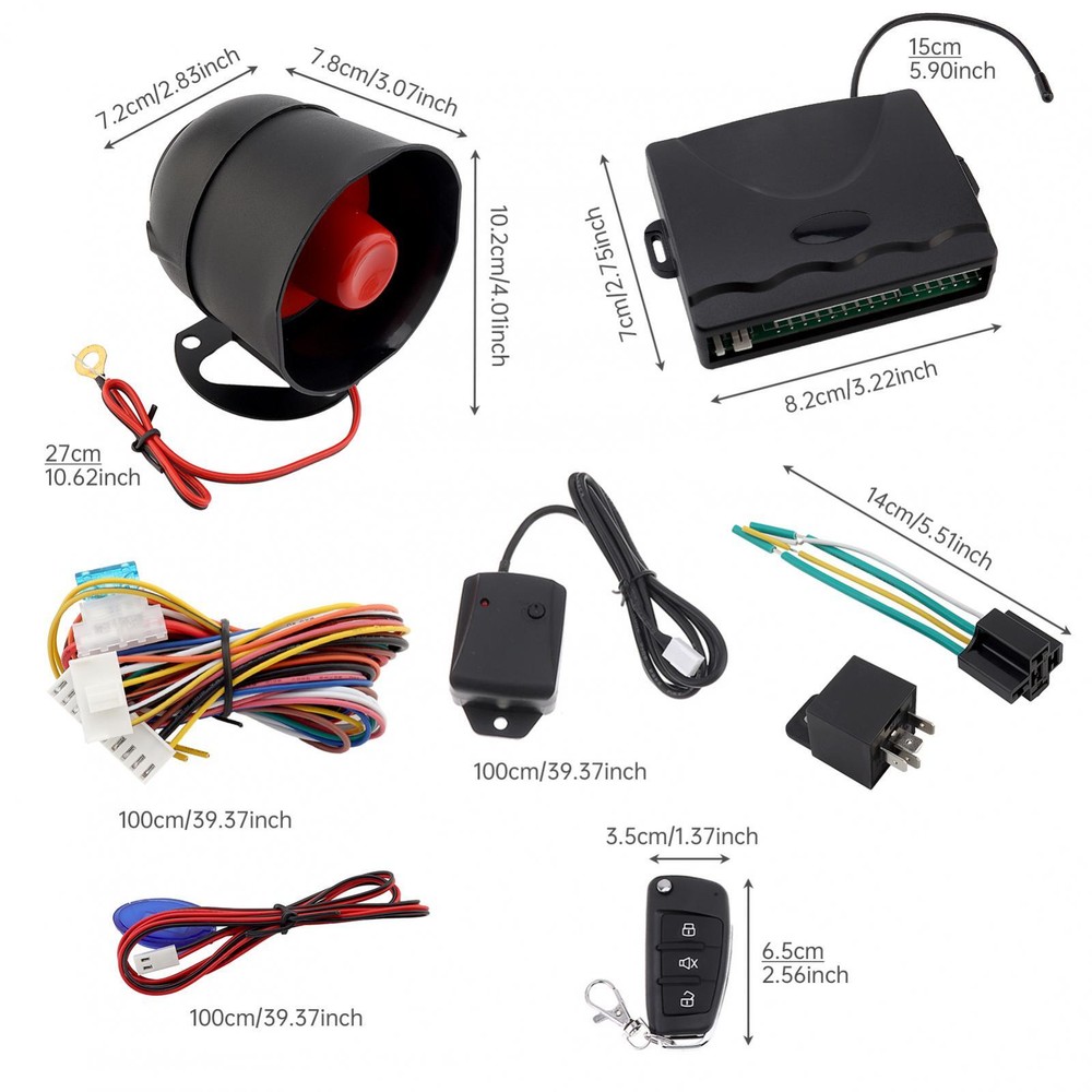 12V Auto One-Way Car Alarm Keyless Entry System with Remote Control Siren Sensor