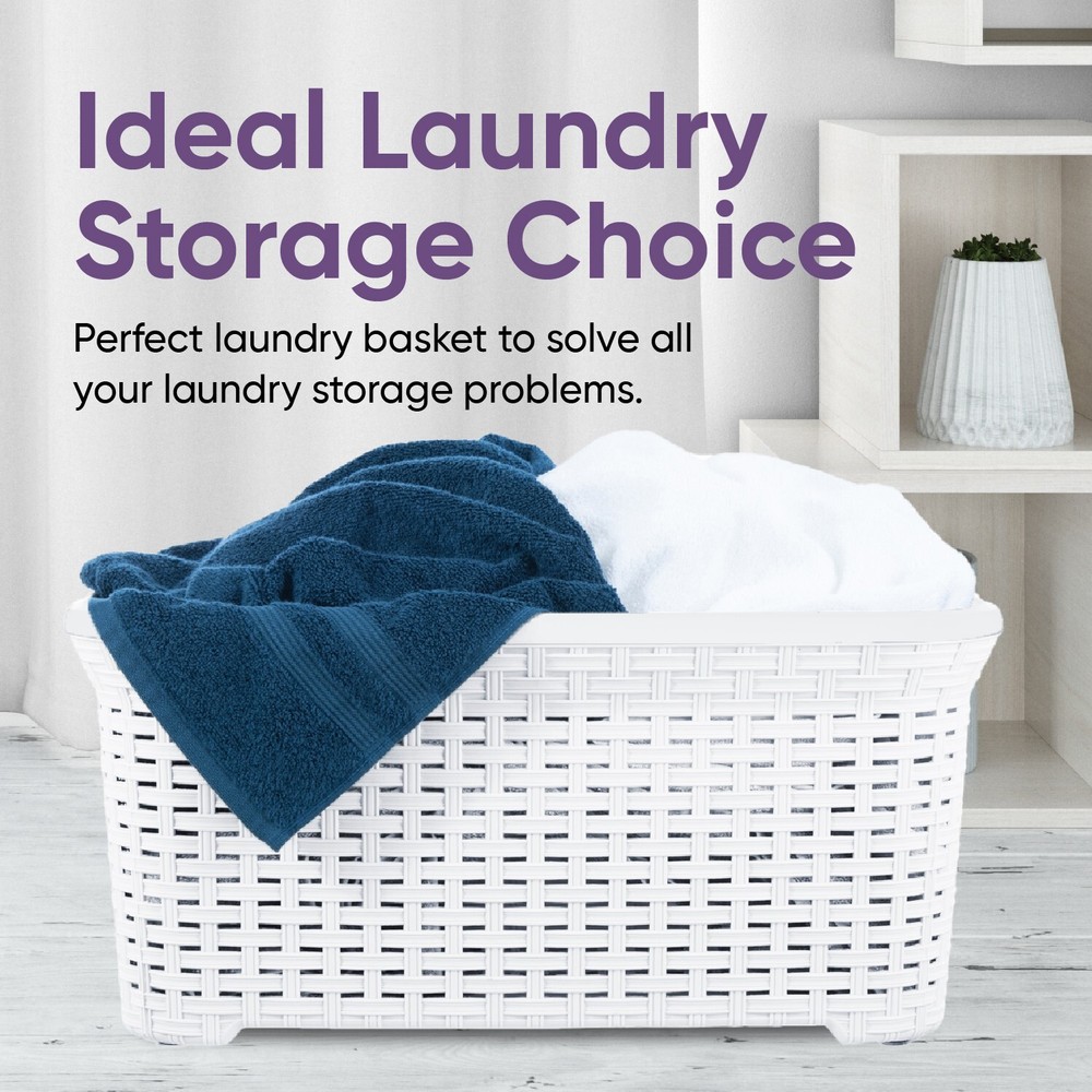 Superio Wicker Laundry Basket 2-Pack, White