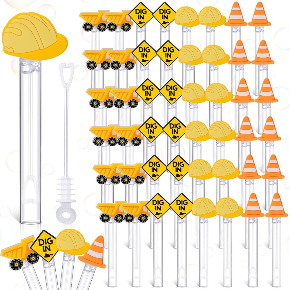 48 Pcs 4.2'' Construction Bubble Wand for Kids, Mini Bubble Wands Bubbles for...