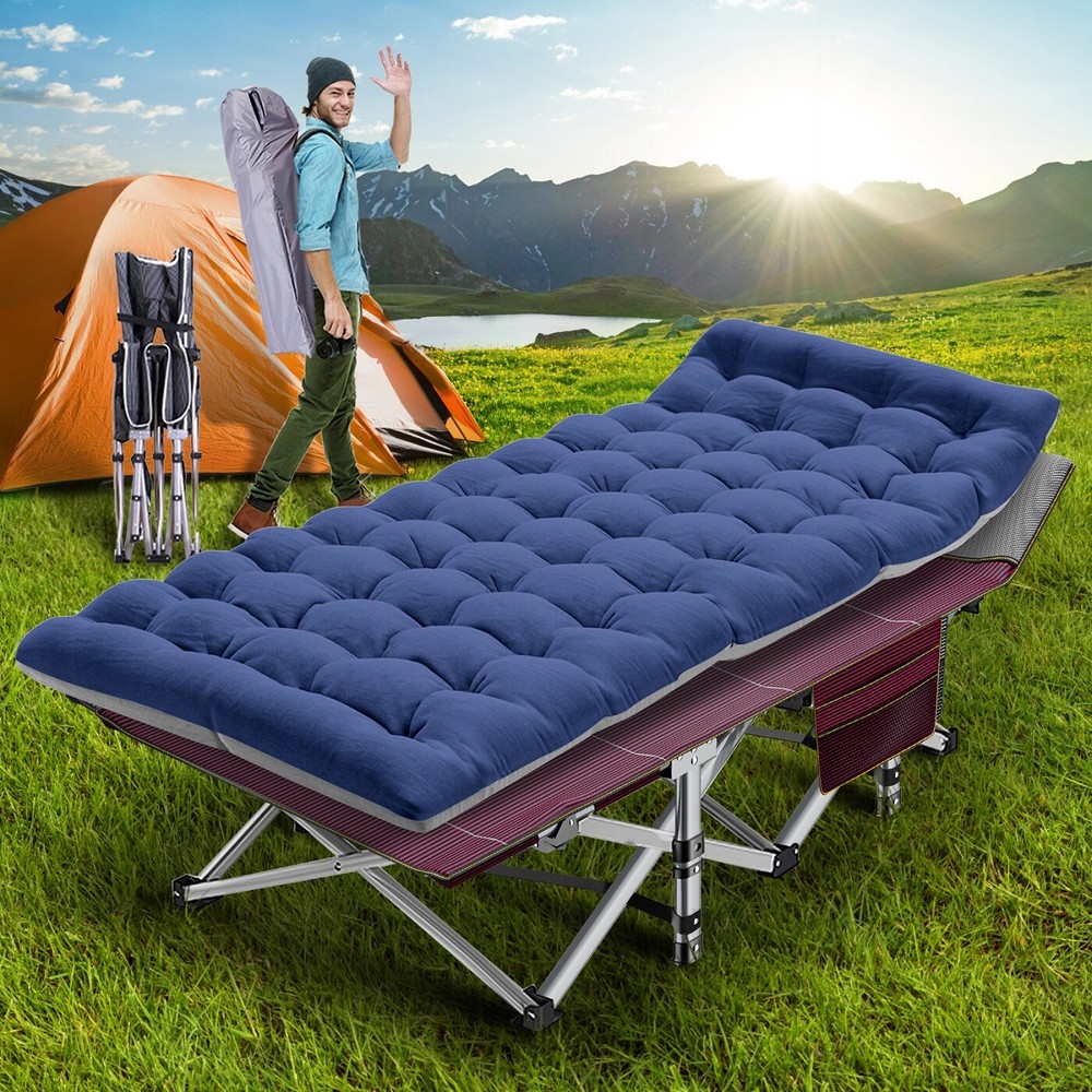 Adjustable 4-Position Patio Lounge Cots Folding Camping Cot Guest Sleeping Bed
