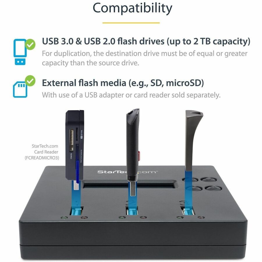 StarTech 1:2 Standalone USB Duplicator & Eraser - Flash Drives - TAA Compliant -