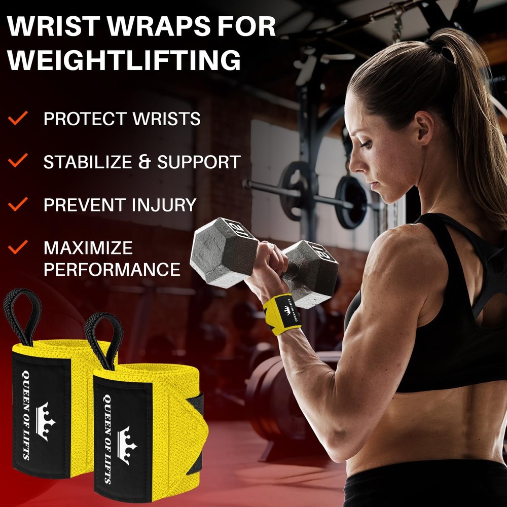 HeavyDuty Weightlifting Wrist Wraps with Thumb Loop for Powerlifting & Training
