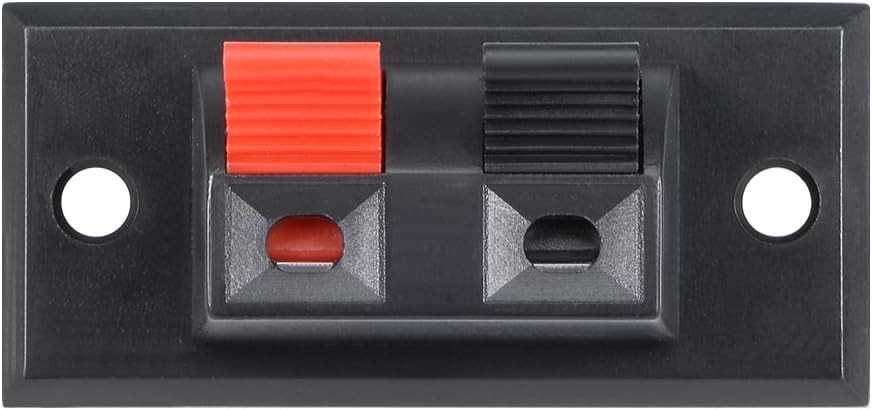 uxcell 2pcs 2 Way Jack Socket Spring Push Release Connector Speaker 2, Black