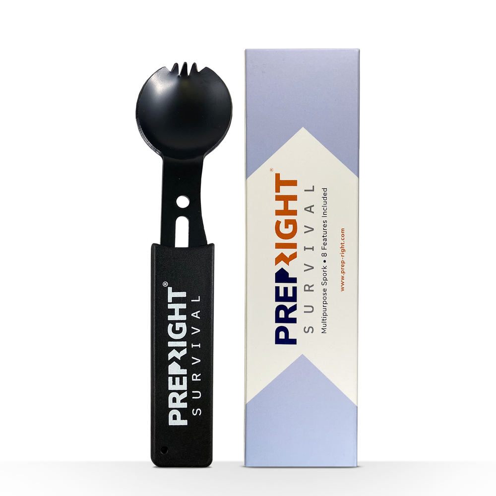 Prep-Right Multipurpose Tactical Spork – Stainless Steel - Black