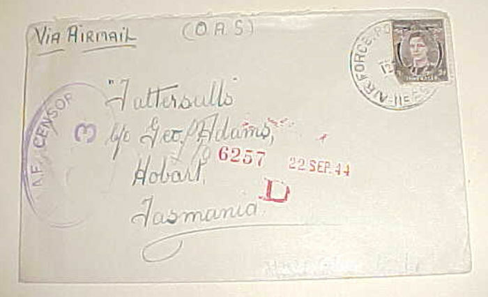 MALAYSIA AUSTRALIA  1941 MOROTAI CENSORED AIR FORCE #252