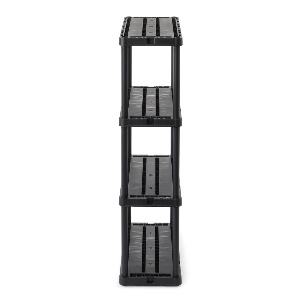 Gracious Living 4 Shelf Knect-A-Shelf Solid Light Duty Storage Unit, Black 4 Pck