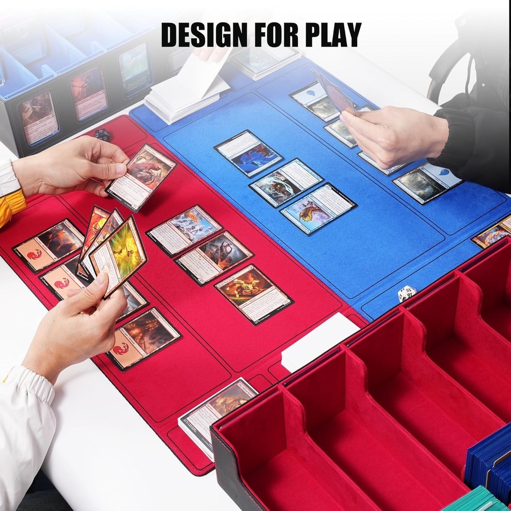Sturdy Plastic Trading Card Storage Box with Commander Display and Accessories