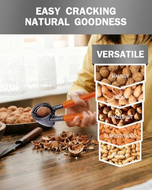 3Pcs Heavy Duty Nutcracker Set with Bowl, Easy Walnut Cracker for Pecans,