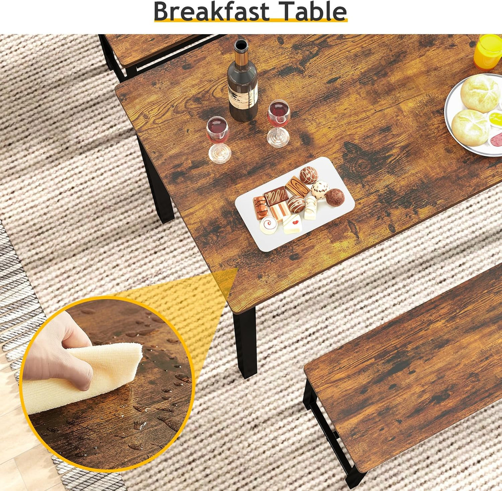 43" Dining Table Set for 4, Modern Space Saving Kitchen Breakfast Table with Ben