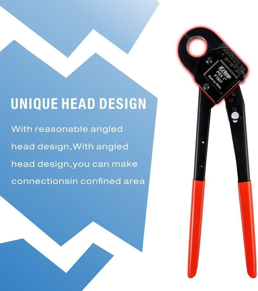 Angle Head PEX Pipe Crimping Tool for Copper Rings 1-inch Angle Single Crimper