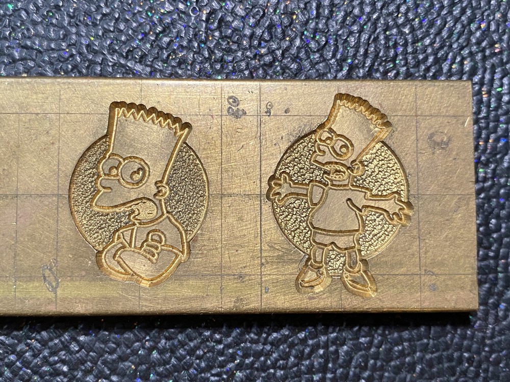 Vtg Brass Token Impression Embossing Die Cast Bart Simpson Character Mold