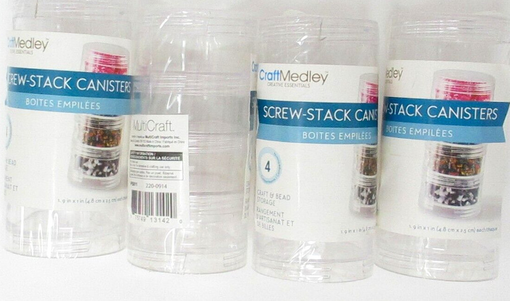 Screw Stack Canisters 4ct X 4 (16 total) bead storage CraftMedley MultiCraft