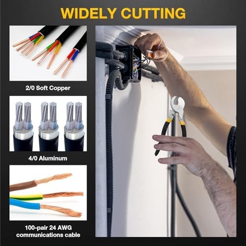 9.5" Heavy Duty Cable Cutter High Leverage Wire Tool for Aluminum Copper