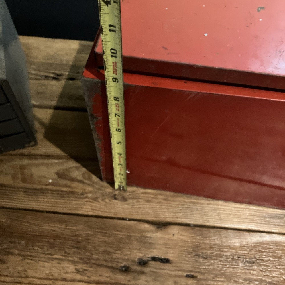 Red Metal Vintage Locking Tool Box With Key