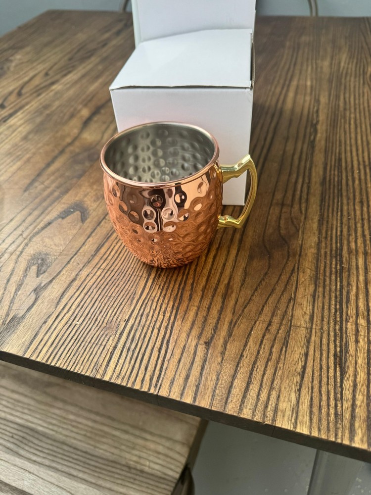 Moscow Mule Copper Mug Hammered Stainless Steel Lined with Handle