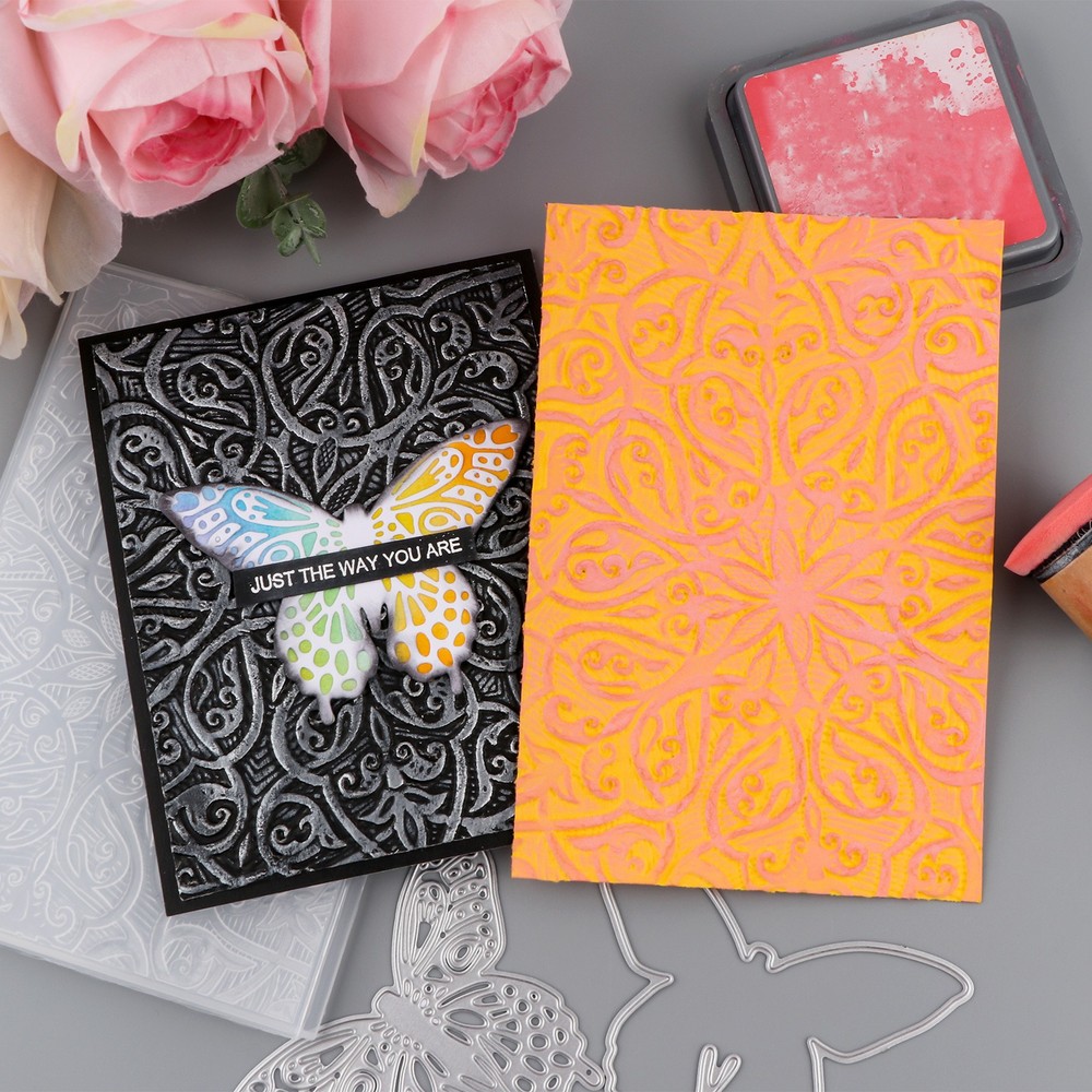 Plastic Embossing Folder Stencil with Retro Pattern for Diy Scrapbooking