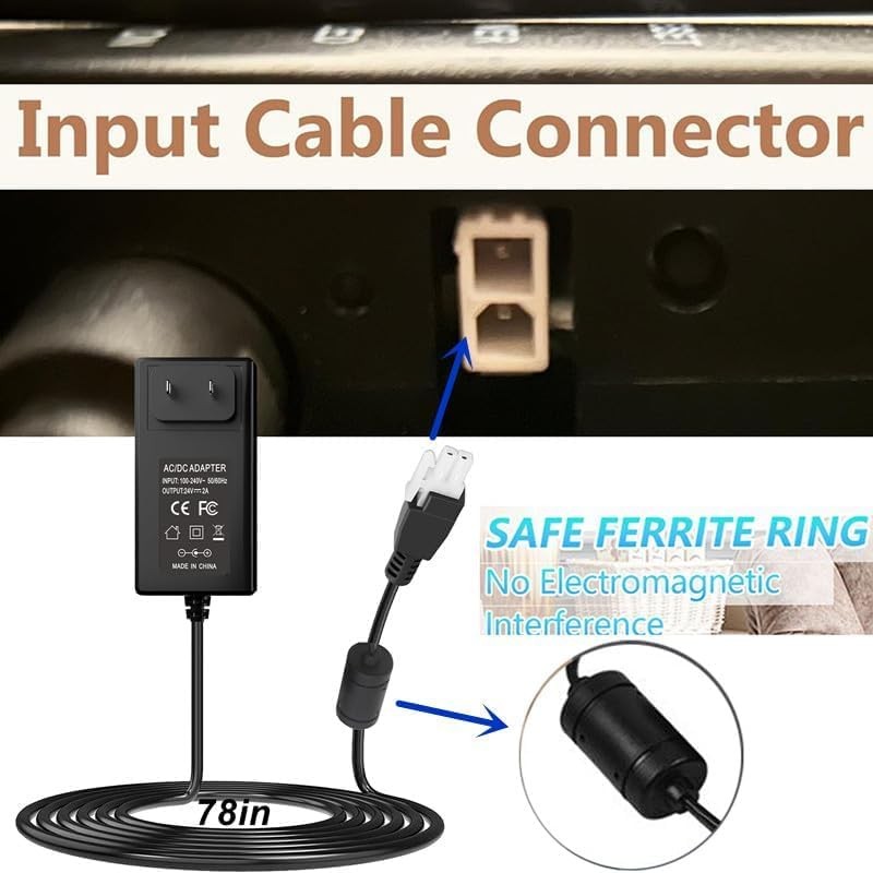 12v 2a Adjustable Desk Power Cord Replacement for Single Motor Standing Desk ...