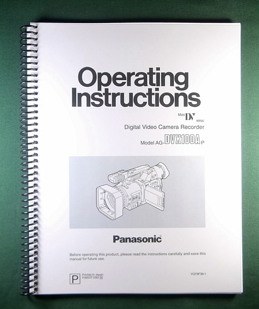 Panasonic DVX-100A Instruction Manual: 72 Pages & Protective Covers