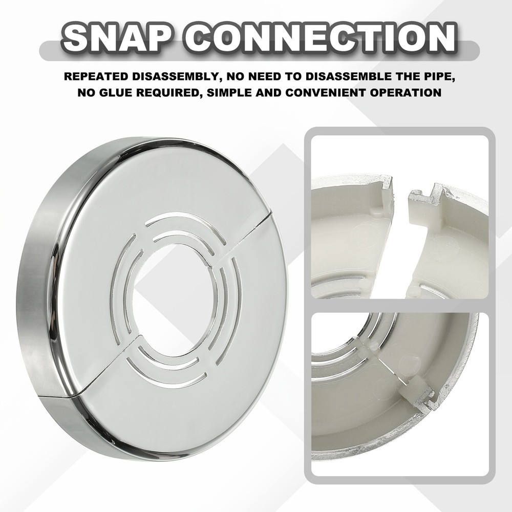 4pcs Wall Split Flange 0.39" Plastic Round Split Flange Pipe Cover, Silver
