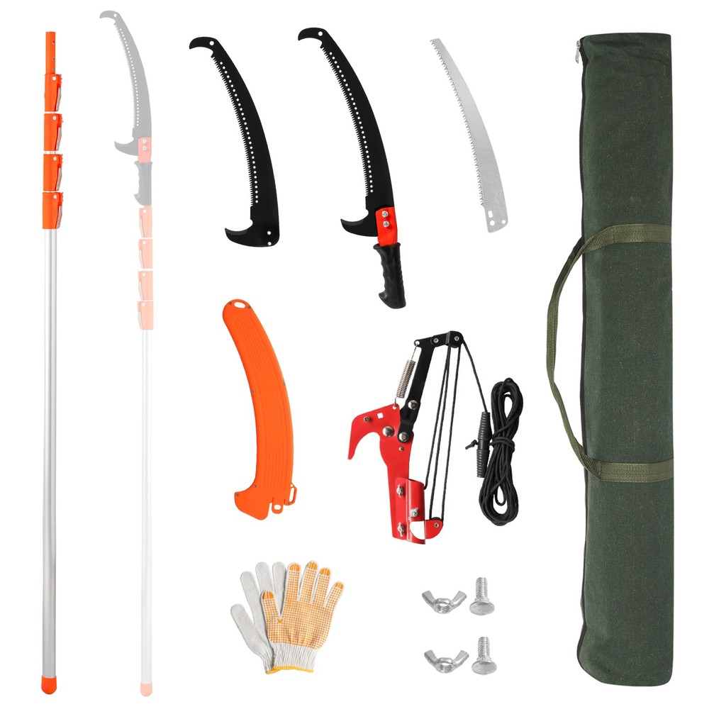 24 Feet Tree Pole Pruner, Durable Tree Trimmers Handle, Manual Branches Trimmer