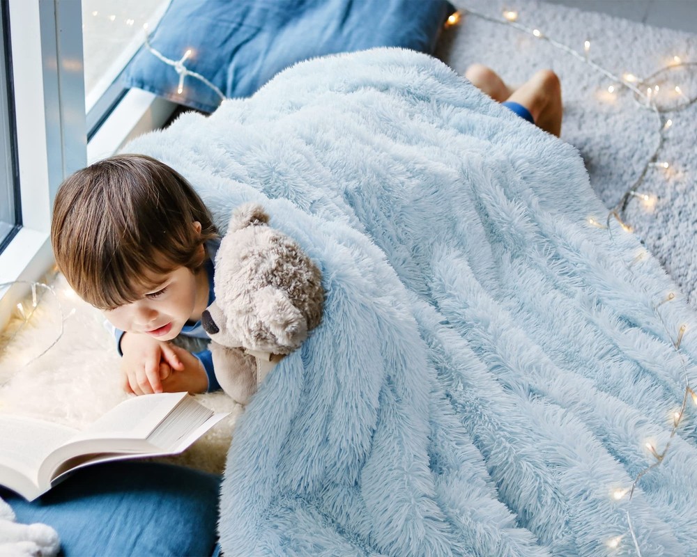BENRON Light Blue Throw Blankets, Super Soft Full - 60x80", Bubbie