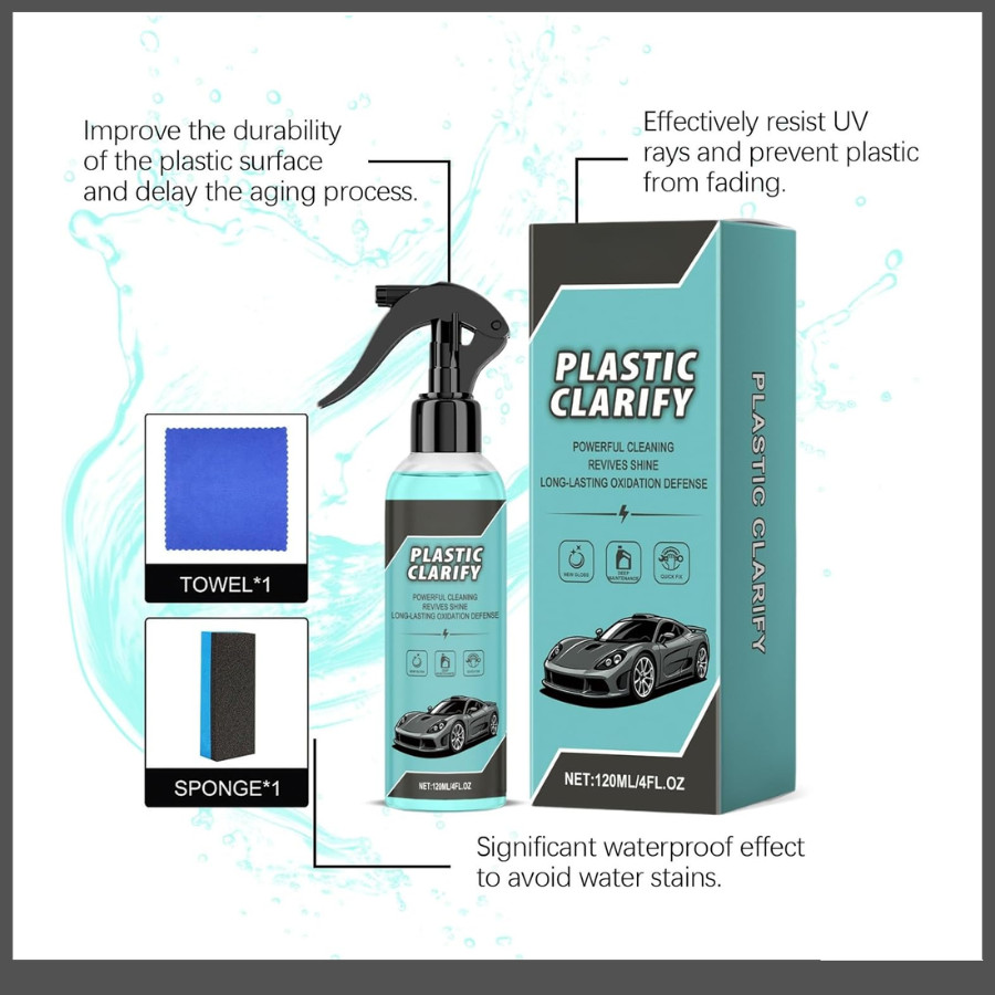 120ML Black Plastic Restorer Spray& Car Interior Plastic Cleaner Plastic Clarify