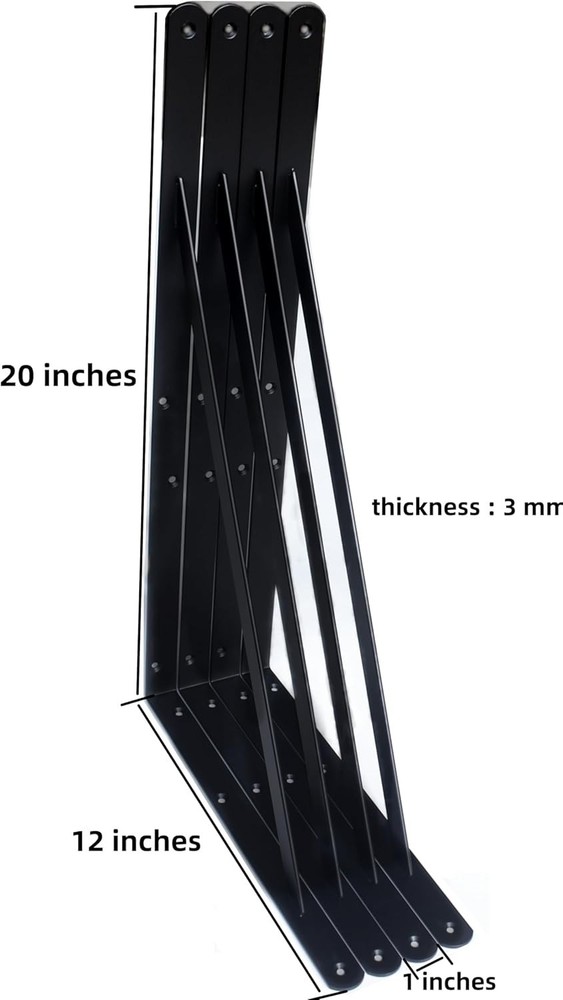 Matte Black Metal Shelf Angle Brackets - 16 Pack