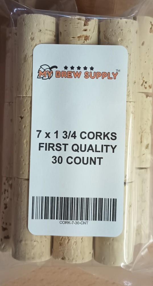 7 x 1 3/4 First Quality Straight Wine Corks 30 ct.for wine