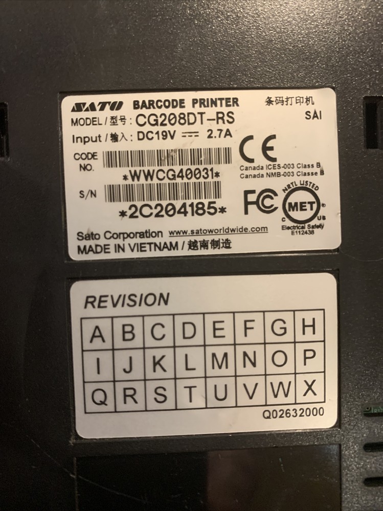 Sato CG2 Barcode Printer