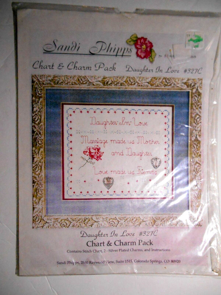 SANDI PHIPPS Cross Stitch CHART & CHARM Pack DAUGHTER IN LOVE Pattern/Chart