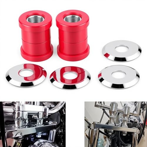 Polyurethane Handlebar Riser Bushings Red Compatible with Harley Chrome#Red