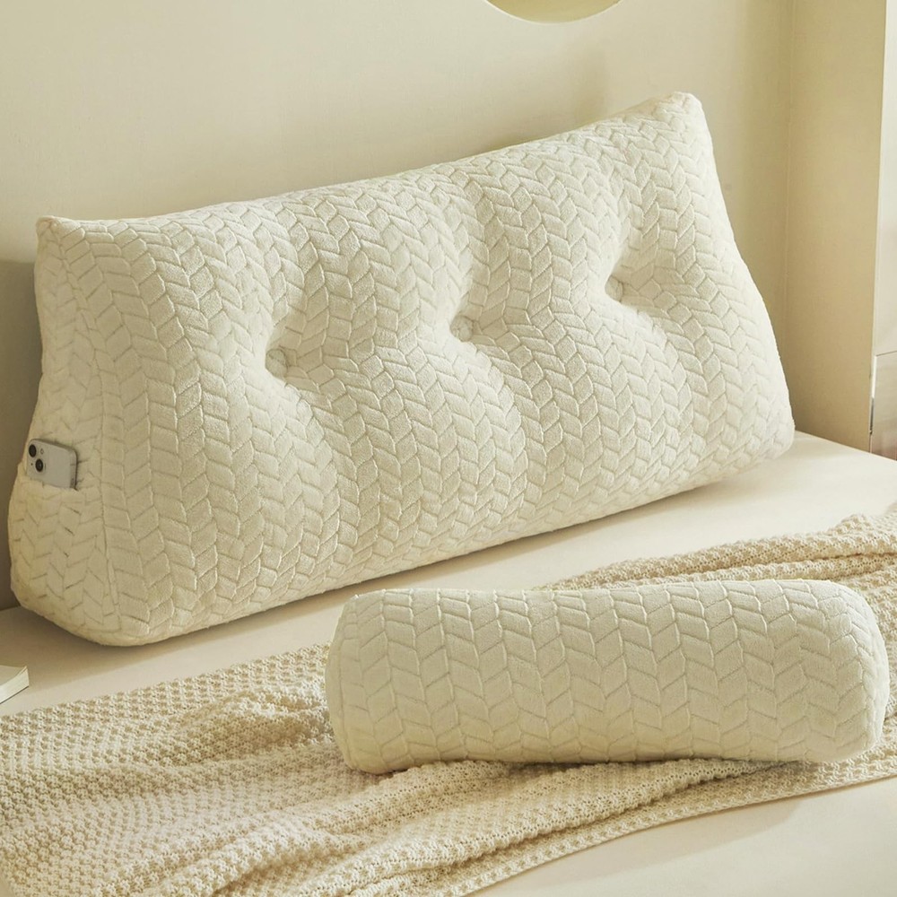 YOUR MOON Wedge Headboard Pillow Twin Size, Triangular Wedge Backrest Pillow ...