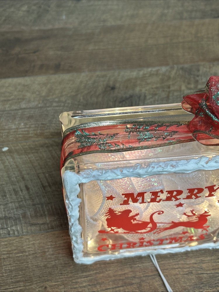 merry christmas glass block night light-8x8