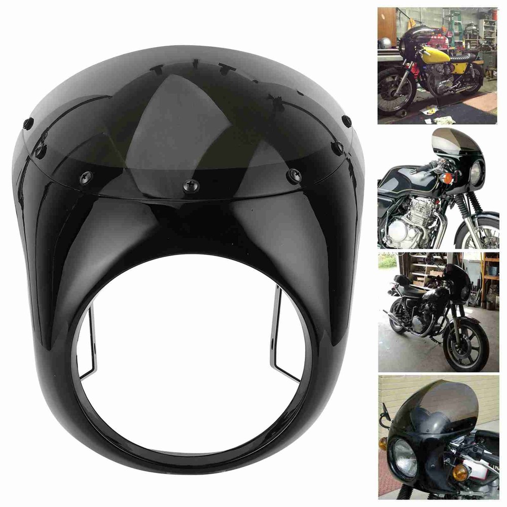 Black Lens 7in Headlight Fairing Wind Deflector Windshield for Motorcycle