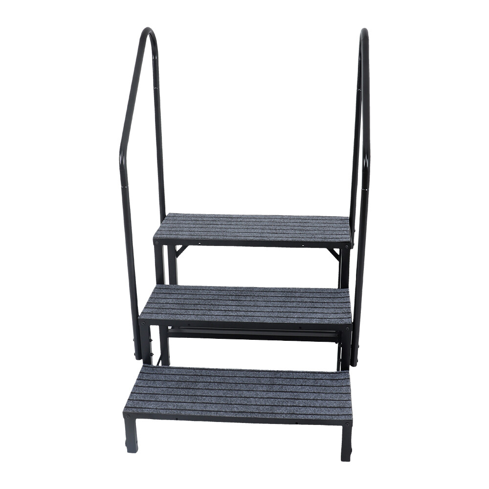For 3 Step RV Steps with 2 Handrails w/Step Mat 660 lbs Load Capacity