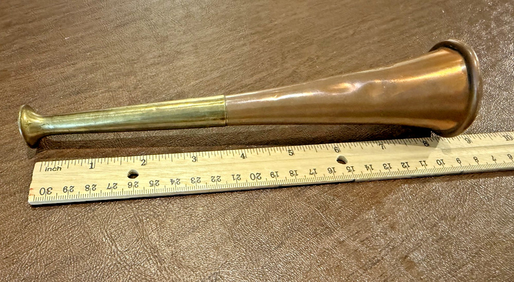 ANTIQUE HUNTING HORN BUGLE BRASS COPPER READ