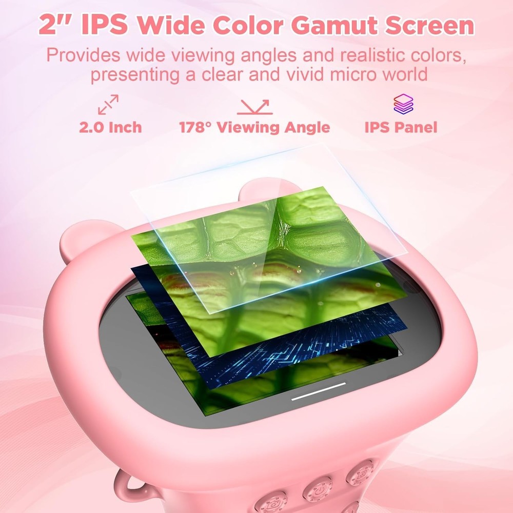 Handheld Kids Microscope - 1000X Magnification & Rechargeable for Fun Learning