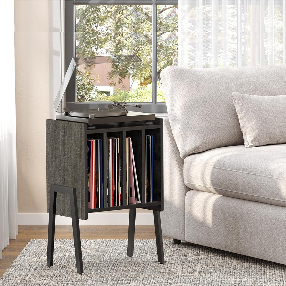 Record Player Stand, Record Storage Table, End Table with Vinyl Holder Display S