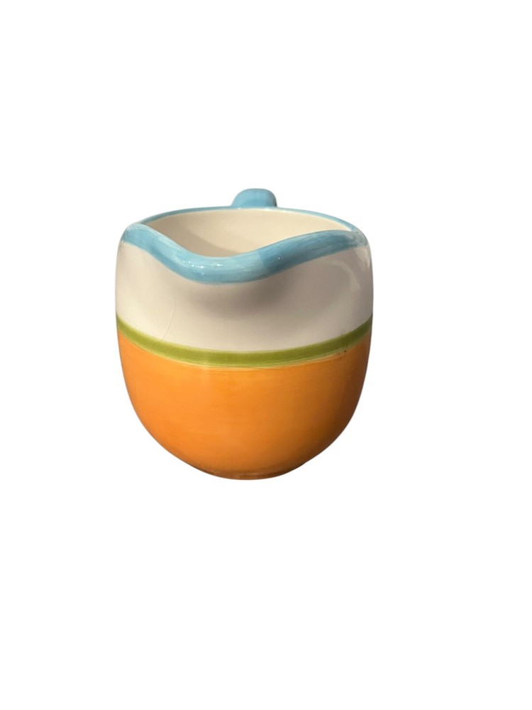 Dansk Handpainted Orange Blue Ceramic Creamer