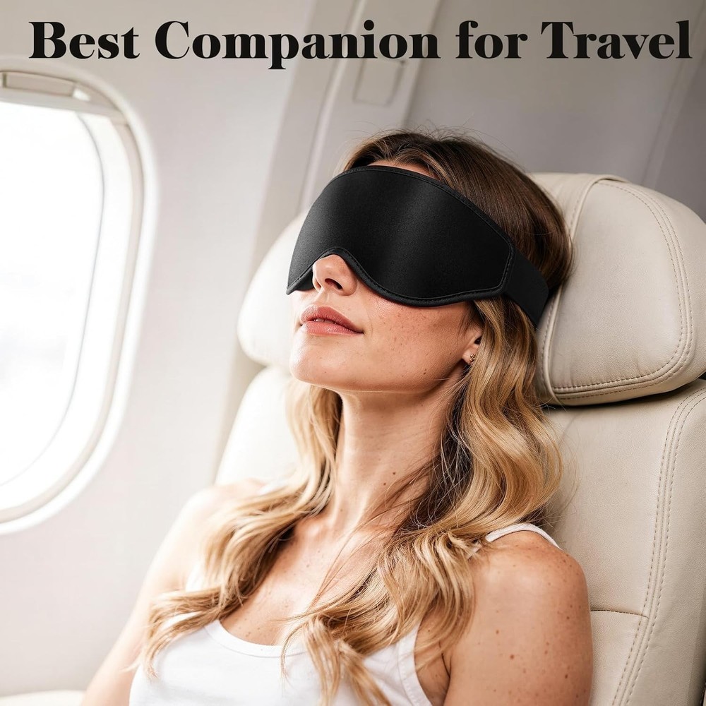 Ergonomic 3D Sleep Mask with Adjustable Strap - Total Blackout for Ultimate Rest