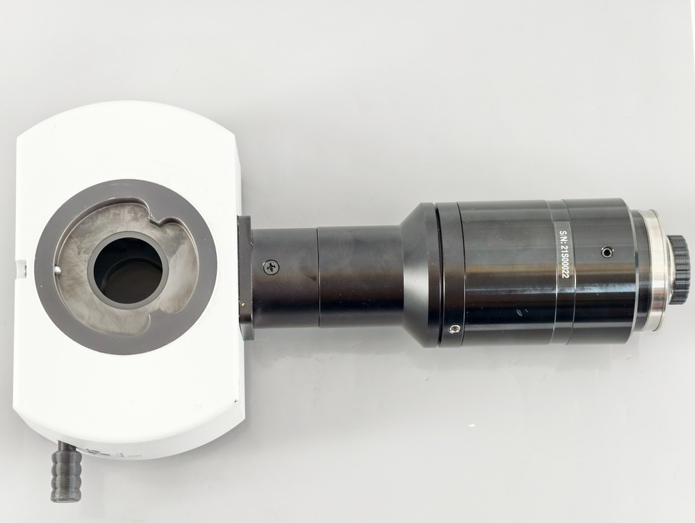 Olympus Microscope U-TRUS with Riser and Optem 0.5x C Mount Camera Adapter